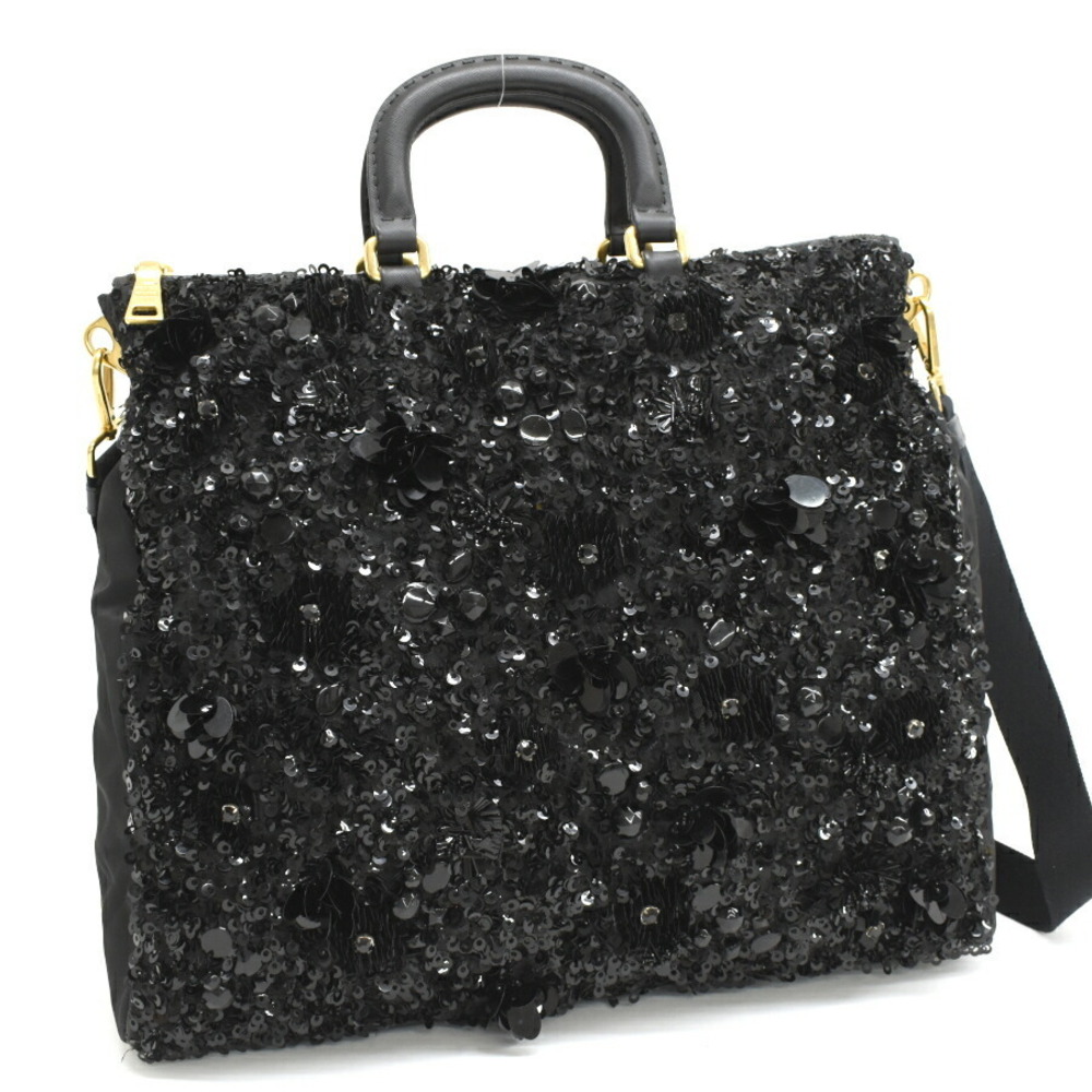 Prada Bag Tessuto Ricamo Black Nylon Sequins